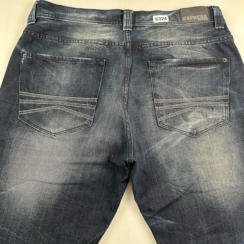 Y2K Express Blake Loose BootCut Jeans 36x34‎ Blue Dark Wash Denim Fade Skate 2